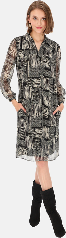 Sukienka POTIS & VERSO midi z długim rękawem z dekoltem w kształcie litery v