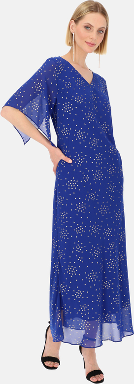Sukienka POTIS & VERSO z długim rękawem z dekoltem w kształcie litery v maxi