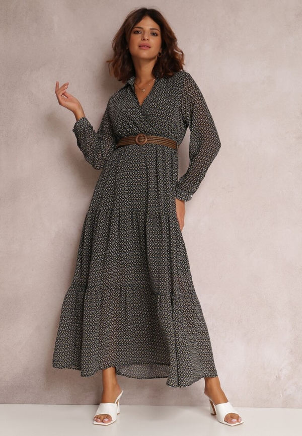 Sukienka Renee maxi w stylu casual z dekoltem w kształcie litery v