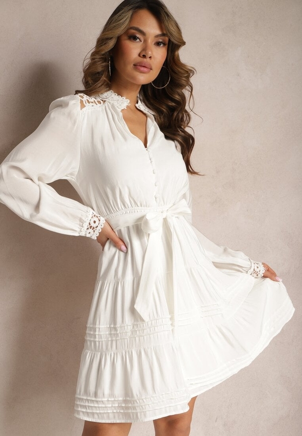 Sukienka Renee mini w stylu klasycznym z długim rękawem
