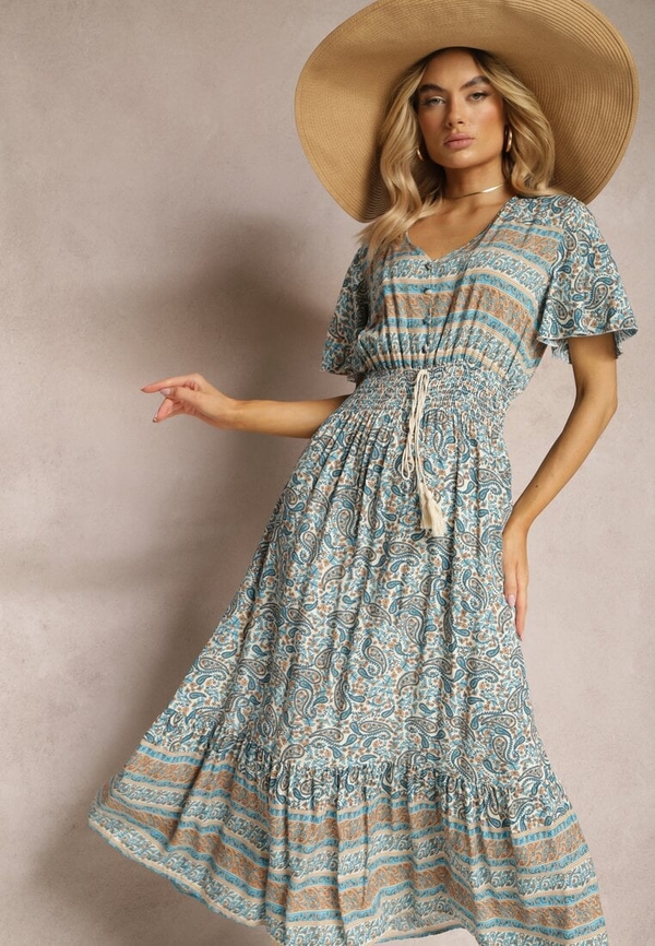 Sukienka Renee z dekoltem w kształcie litery v w stylu casual z bawełny