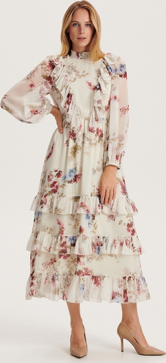 Sukienka Reserved maxi z długim rękawem w stylu boho