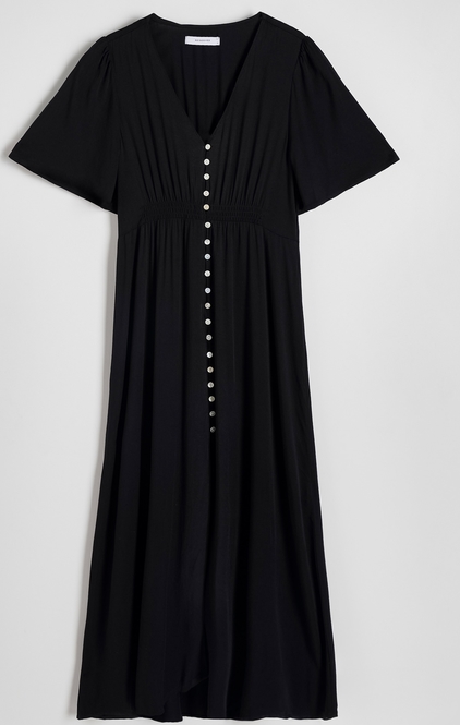 Sukienka Reserved z tkaniny z dekoltem w kształcie litery v w stylu casual