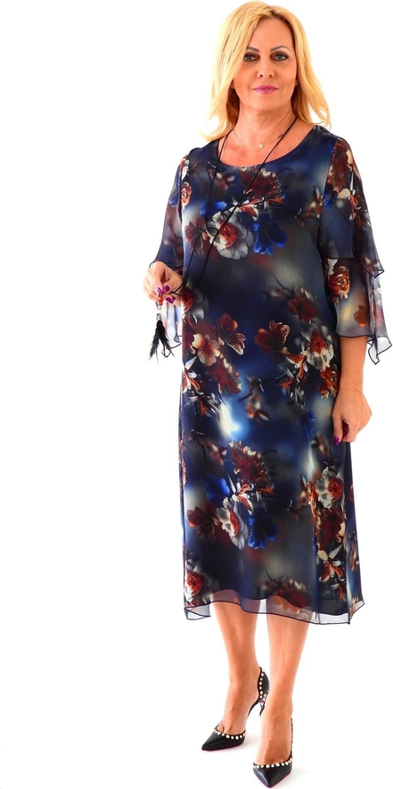 Sukienka Roxana - sukienki z długim rękawem dla puszystych z okrągłym dekoltem