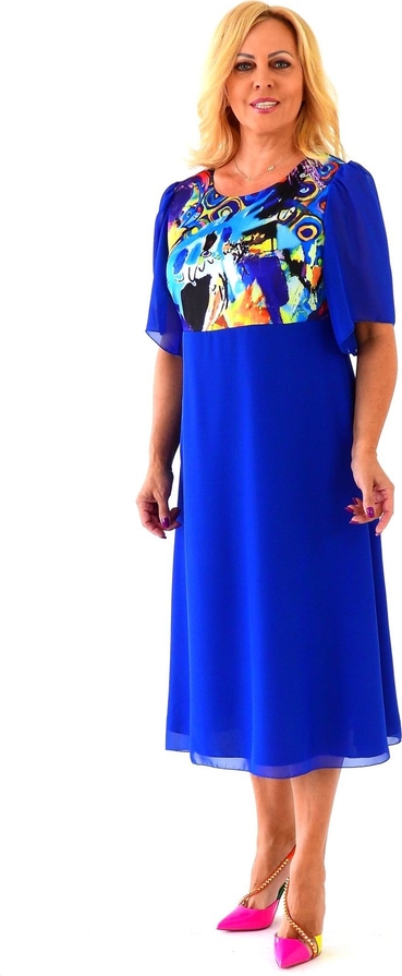 Sukienka Roxana - sukienki z długim rękawem midi z szyfonu
