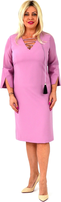 Sukienka Roxana - sukienki z długim rękawem z dekoltem w kształcie litery v