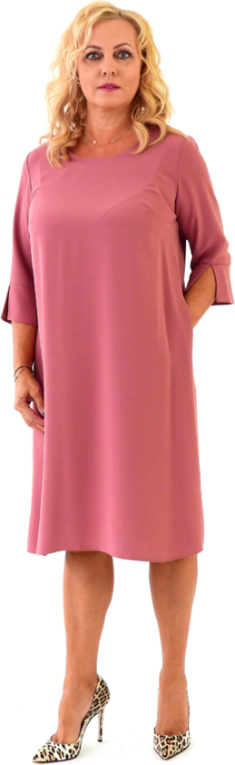 Sukienka Roxana - sukienki z długim rękawem z okrągłym dekoltem midi