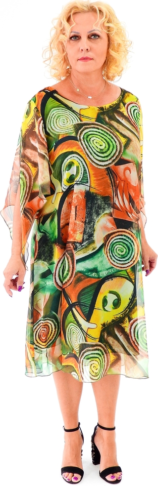 Sukienka Roxana - sukienki z okrągłym dekoltem dla puszystych midi