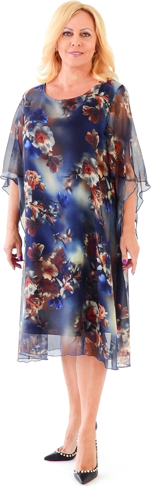 Sukienka Roxana - sukienki z okrągłym dekoltem midi z szyfonu