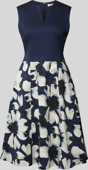 Sukienka S.Oliver Black Label z bawełny z okrągłym dekoltem rozkloszowana