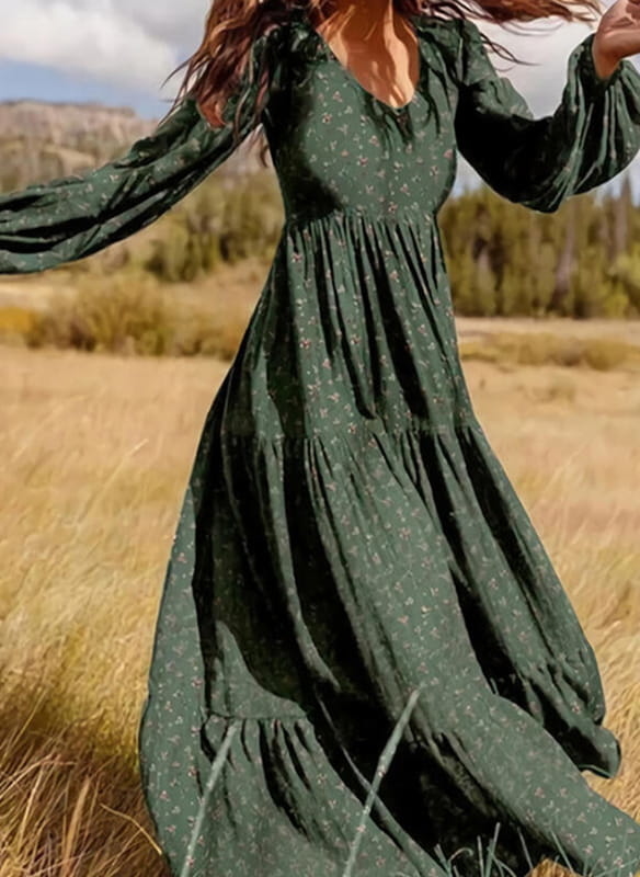 Sukienka Sandbella maxi z długim rękawem z dekoltem w kształcie litery v