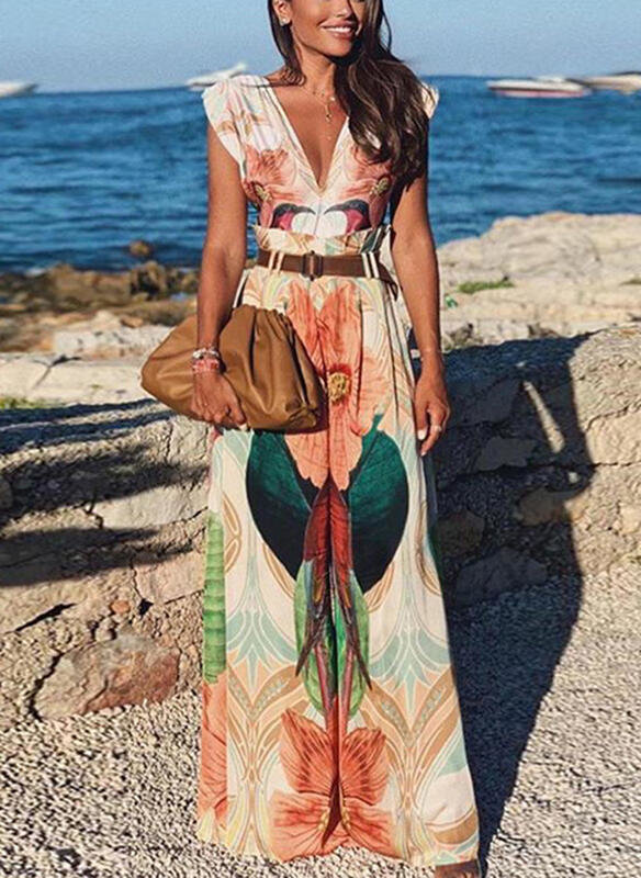 Sukienka Sandbella z dekoltem w kształcie litery v maxi