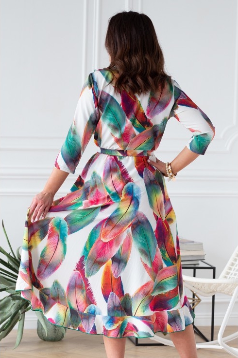 Sukienka Sklep XL-ka asymetryczna z długim rękawem