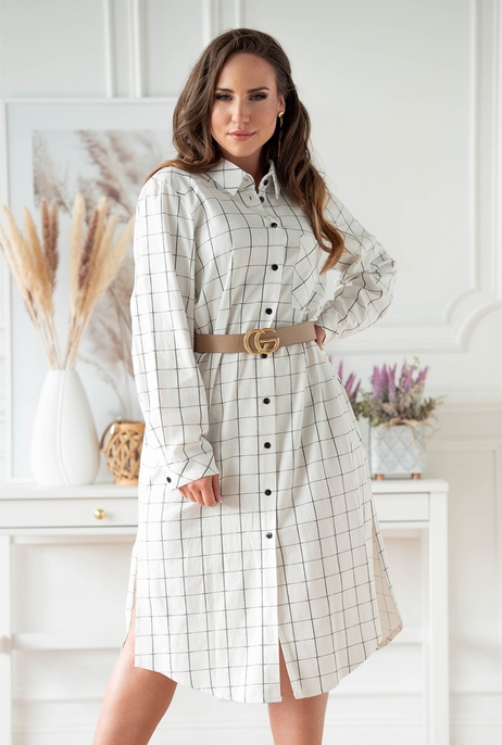 Sukienka Sklep XL-ka w stylu casual z kołnierzykiem koszulowa