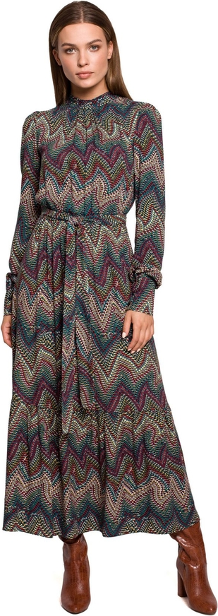 Sukienka Style maxi z okrągłym dekoltem z tkaniny