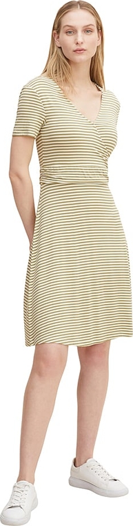Sukienka Tom Tailor z krótkim rękawem mini z dekoltem w kształcie litery v