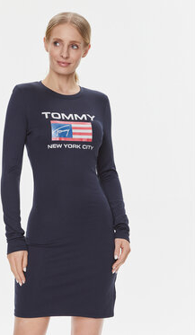 Sukienka Tommy Jeans z okrągłym dekoltem prosta