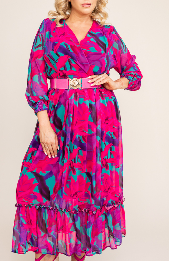 Sukienka Tono z długim rękawem kopertowa z dekoltem w kształcie litery v