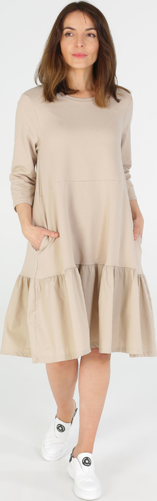 Sukienka Unisono midi z bawełny z długim rękawem