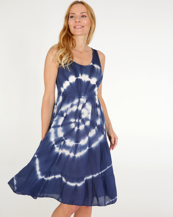 Sukienka Unisono z okrągłym dekoltem na ramiączkach z tkaniny