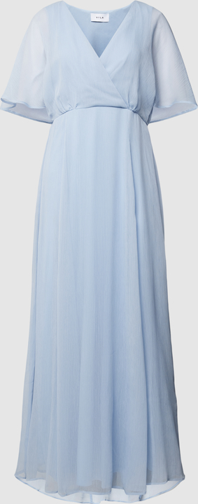 Sukienka Vila z dekoltem w kształcie litery v maxi z długim rękawem
