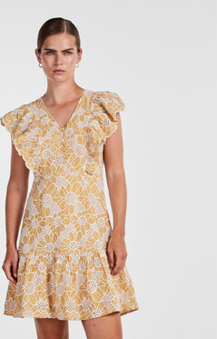 Sukienka YAS mini z krótkim rękawem z dekoltem w kształcie litery v