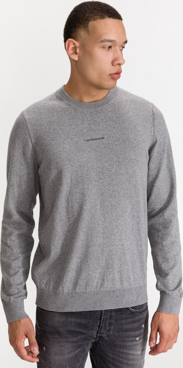 Sweter Calvin Klein z okrągłym dekoltem w stylu casual z bawełny