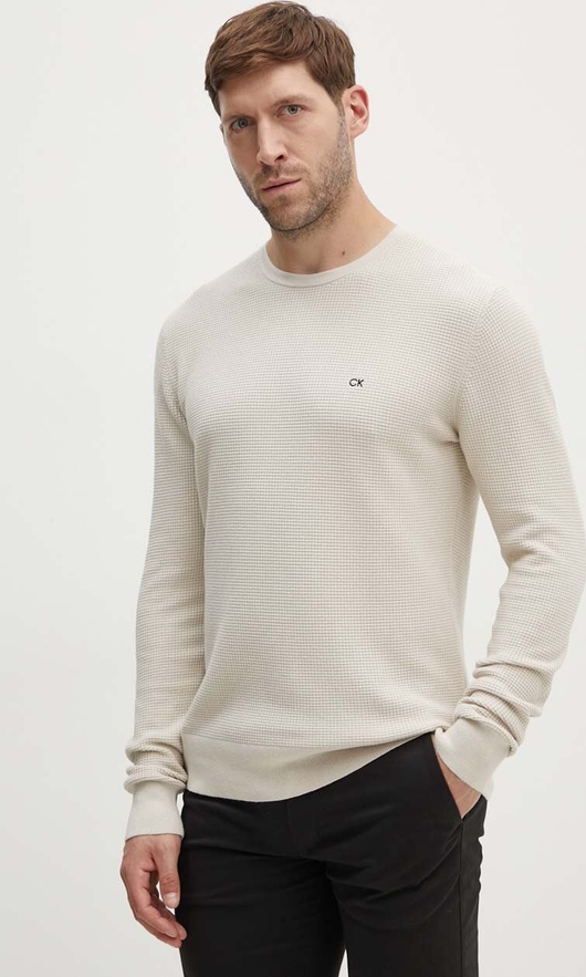 Sweter Calvin Klein z okrągłym dekoltem z bawełny w stylu casual