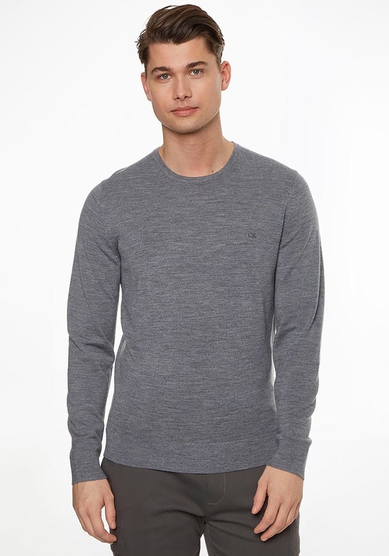 Sweter Calvin Klein z okrągłym dekoltem z wełny