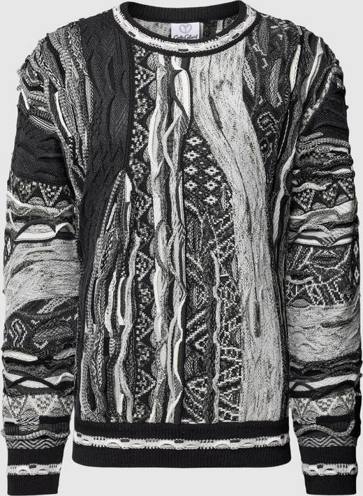 Sweter Carlo Colucci z okrągłym dekoltem z bawełny