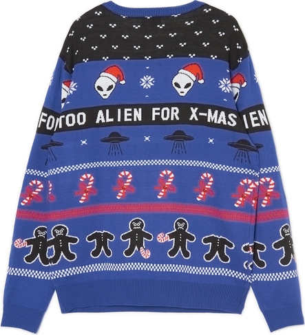 Sweter Cropp w młodzieżowym stylu z okrągłym dekoltem w bożonarodzeniowy wzór