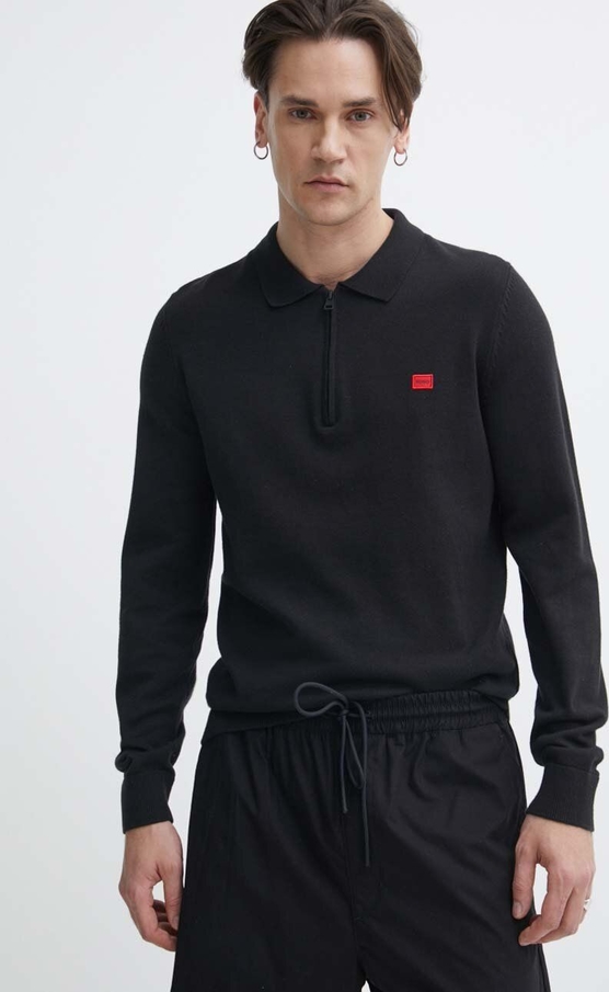 Sweter Hugo Boss z bawełny ze stójką w stylu casual