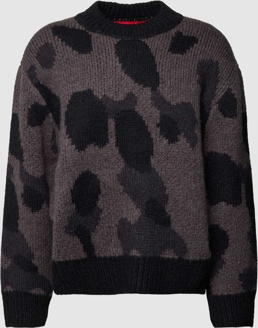 Sweter Hugo Boss z okrągłym dekoltem z alpaki w młodzieżowym stylu