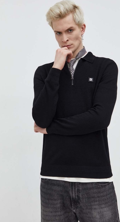 Sweter Hugo Boss z wełny w stylu casual ze stójką