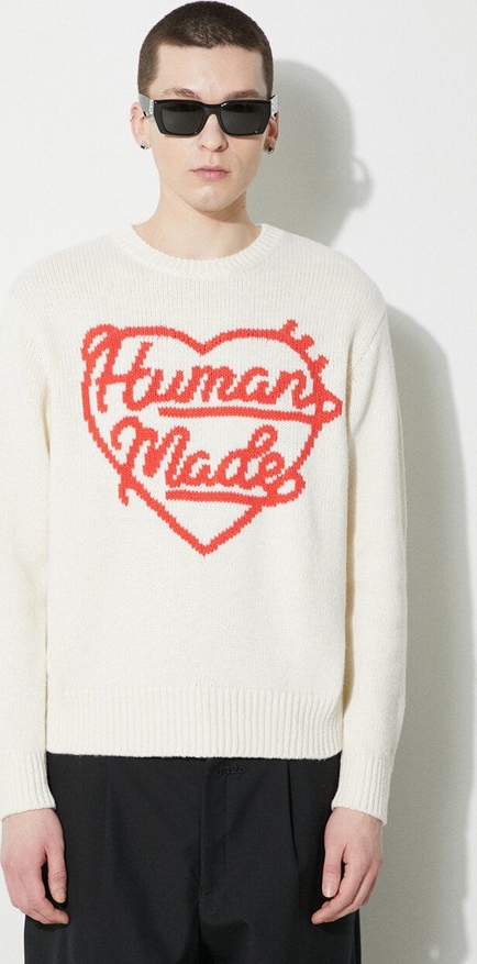 Sweter Human Made w młodzieżowym stylu z okrągłym dekoltem z wełny