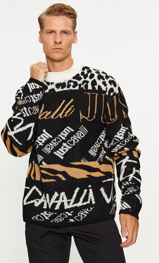 Sweter Just Cavalli z okrągłym dekoltem w młodzieżowym stylu