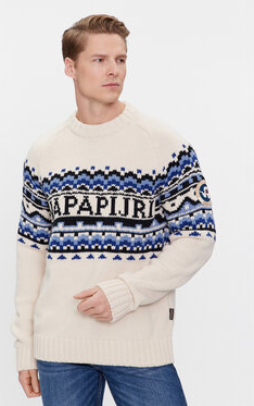 Sweter Napapijri z okrągłym dekoltem w młodzieżowym stylu