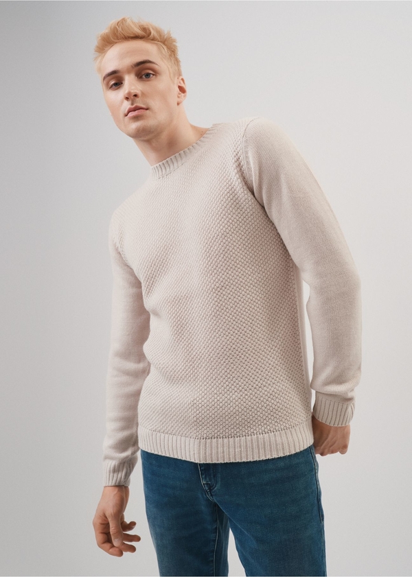 Sweter Ochnik z wełny w stylu casual z okrągłym dekoltem