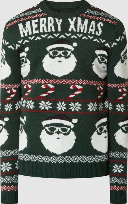 Sweter Only & Sons w bożonarodzeniowy wzór z okrągłym dekoltem