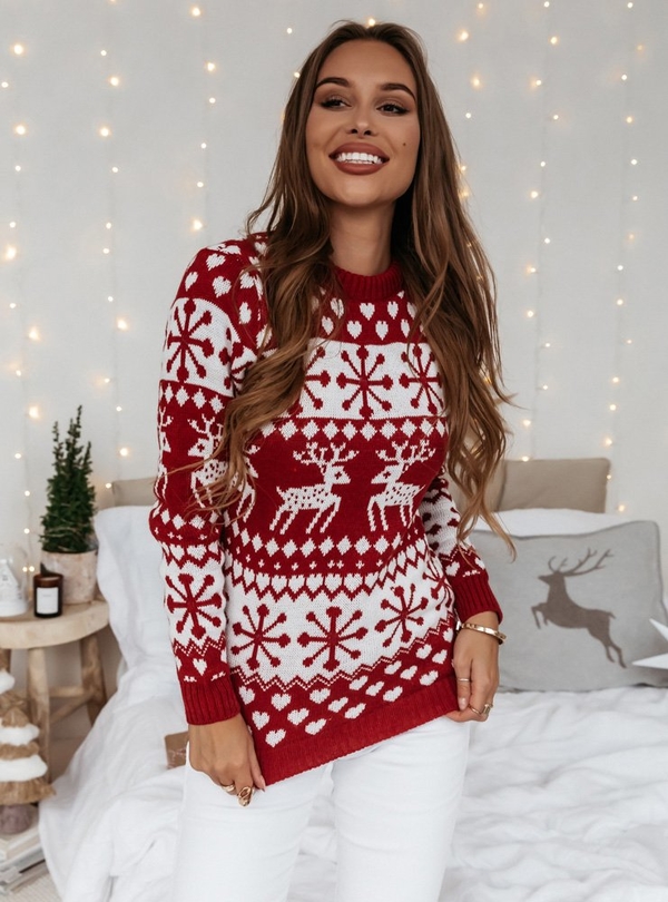 Sweter Pakuten w stylu casual w bożonarodzeniowy wzór