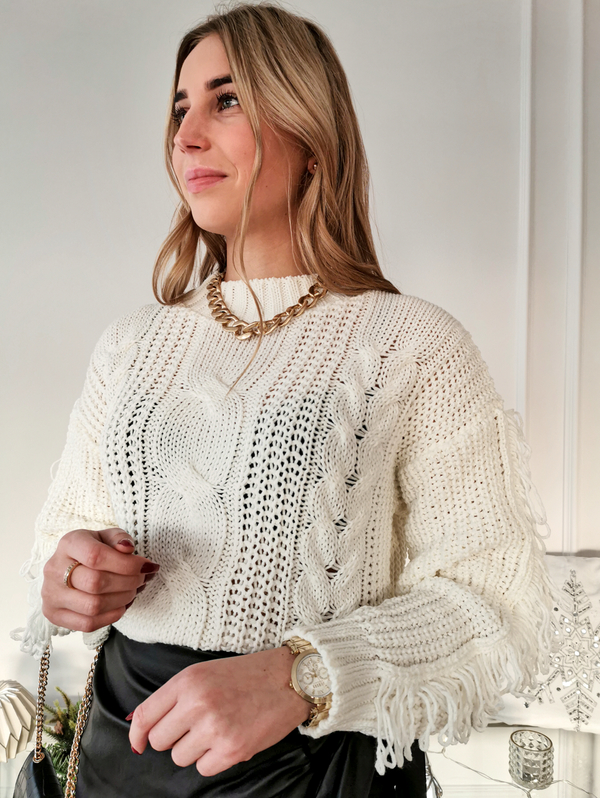 Sweter Polska produkcja w stylu boho z bawełny