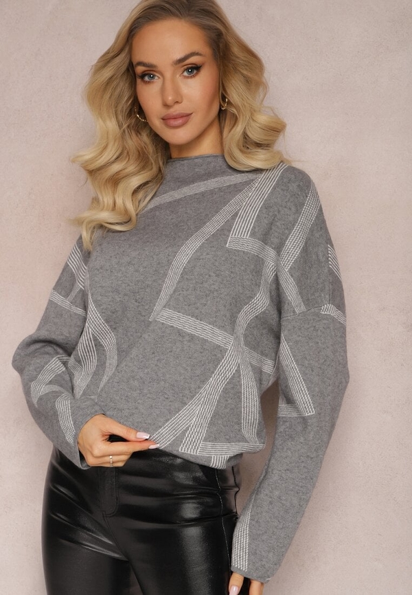 Sweter Renee w geometryczne wzory w stylu casual