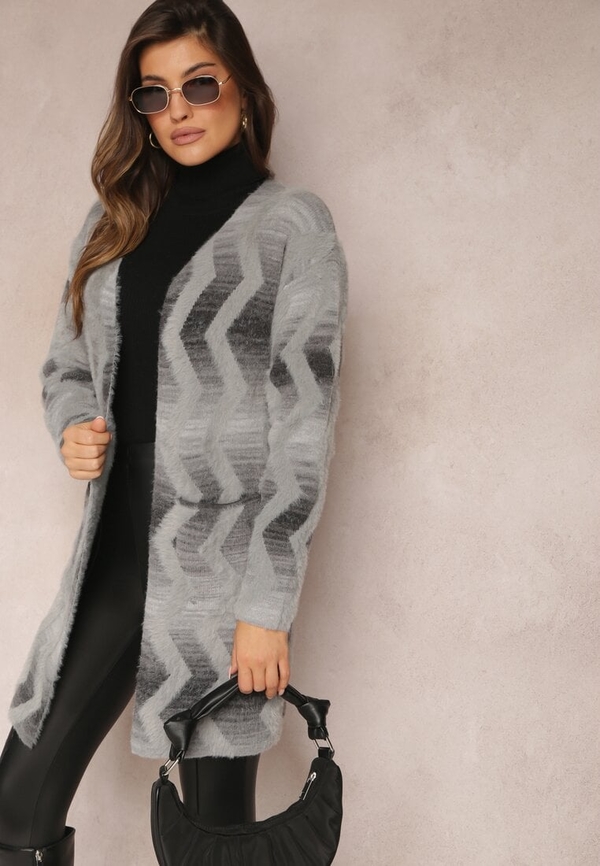 Sweter Renee z tkaniny w stylu casual w geometryczne wzory