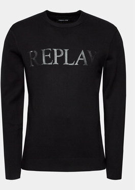Sweter Replay w młodzieżowym stylu z okrągłym dekoltem