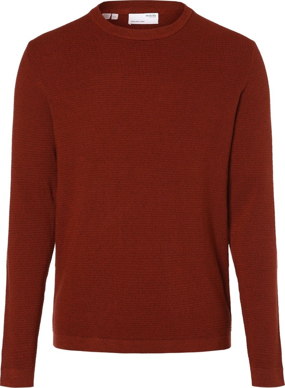 Sweter Selected z okrągłym dekoltem w stylu casual z bawełny