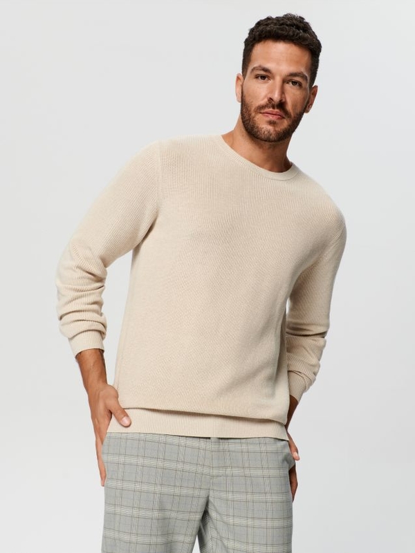 Sweter Sinsay z okrągłym dekoltem z bawełny