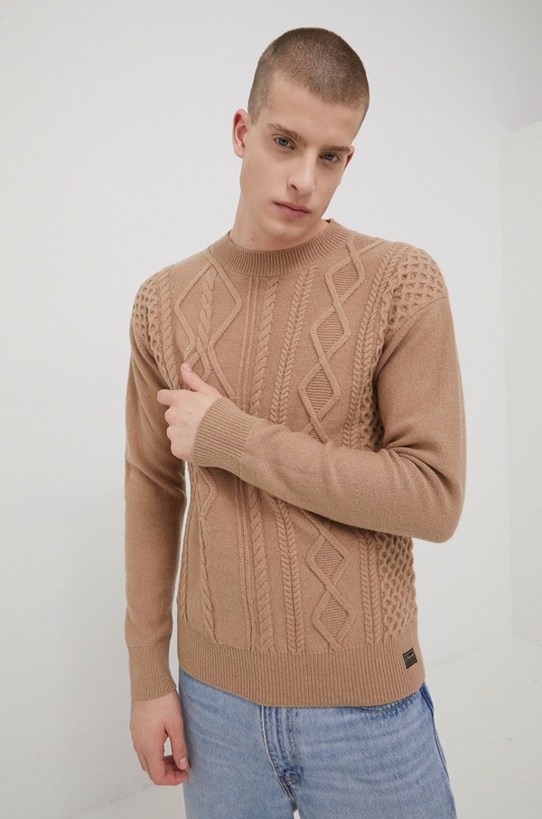 Sweter Superdry z okrągłym dekoltem z wełny w stylu casual
