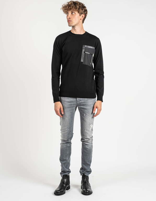 Sweter ubierzsie.com z okrągłym dekoltem z wełny w młodzieżowym stylu
