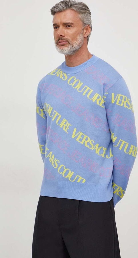 Sweter Versace Jeans z okrągłym dekoltem w młodzieżowym stylu