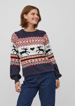 Sweter Vila w bożonarodzeniowy wzór w stylu casual